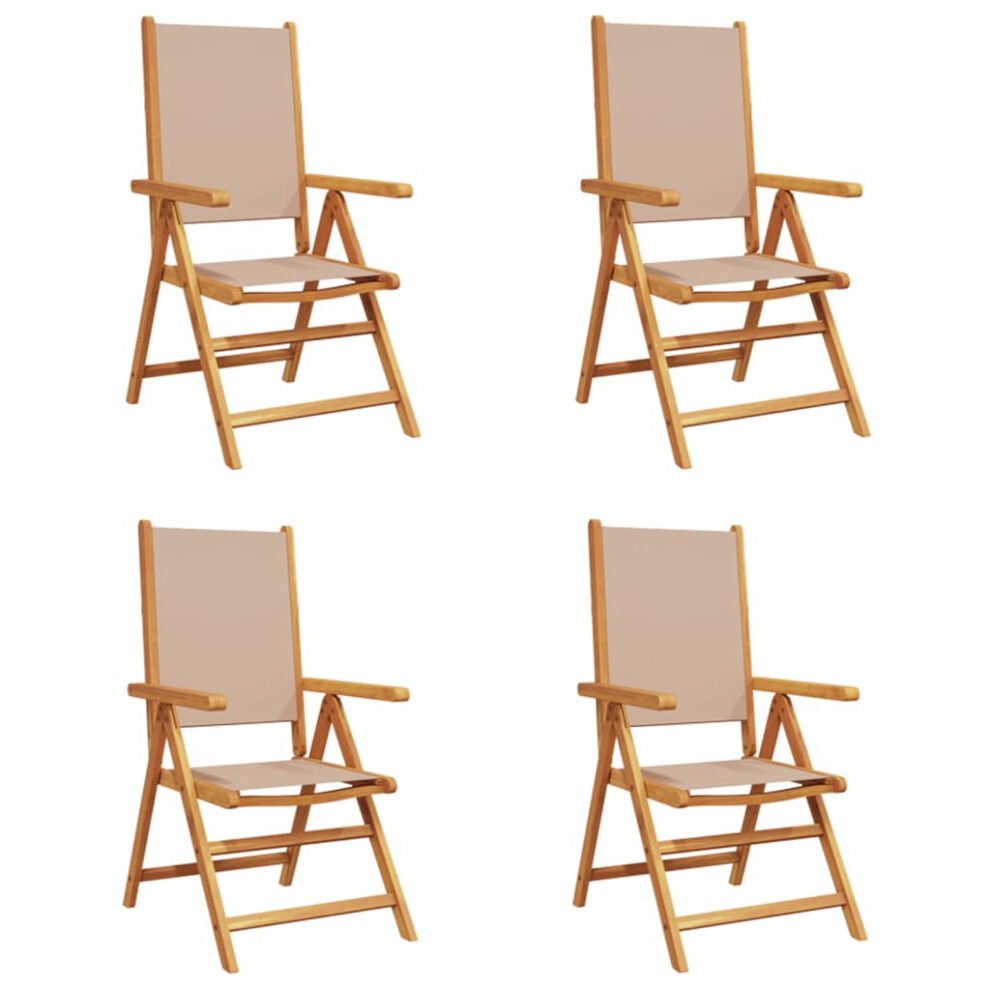 (taupe, 4 pcs) vidaXL Reclining Garden Chairs Outdoor Chairs Armchair Fabric & Solid Wood