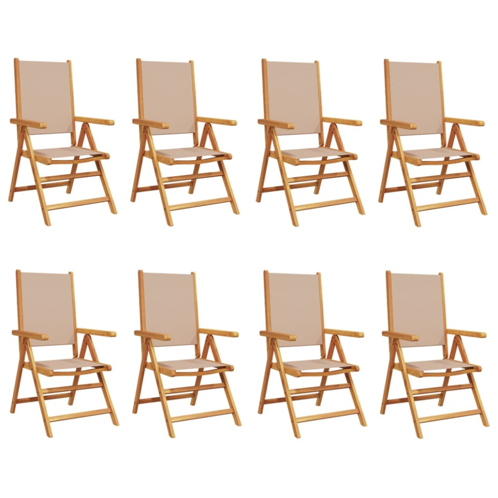 (taupe, 8 pcs) vidaXL Reclining Garden Chairs Outdoor Chairs Armchair Fabric & Solid Wood