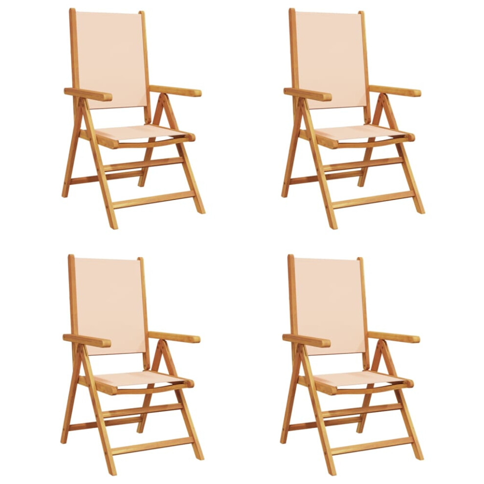 (beige, 4 pcs) vidaXL Reclining Garden Chairs Outdoor Chairs Armchair Fabric & Solid Wood