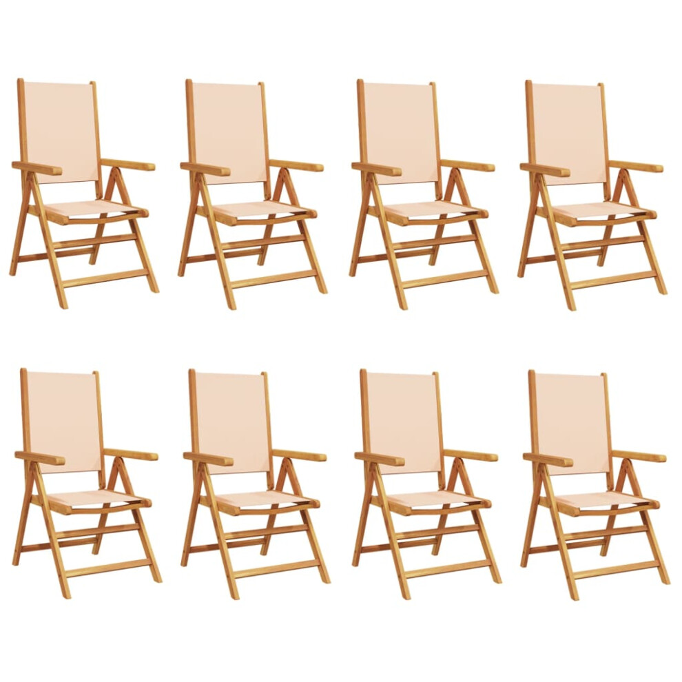 (beige, 8 pcs) vidaXL Reclining Garden Chairs Outdoor Chairs Armchair Fabric & Solid Wood