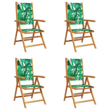 (leaf pattern, 4 pcs) vidaXL Reclining Garden Chairs Outdoor Chairs Armchair Fabric & Solid Wood