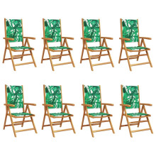 (leaf pattern, 8 pcs) vidaXL Reclining Garden Chairs Outdoor Chairs Armchair Fabric & Solid Wood