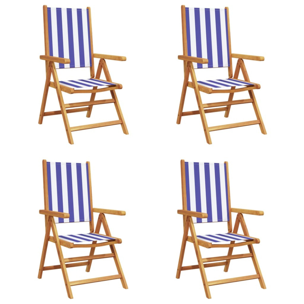 (blue and white, 4 pcs) vidaXL Reclining Garden Chairs Outdoor Chairs Armchair Fabric & Solid Wood