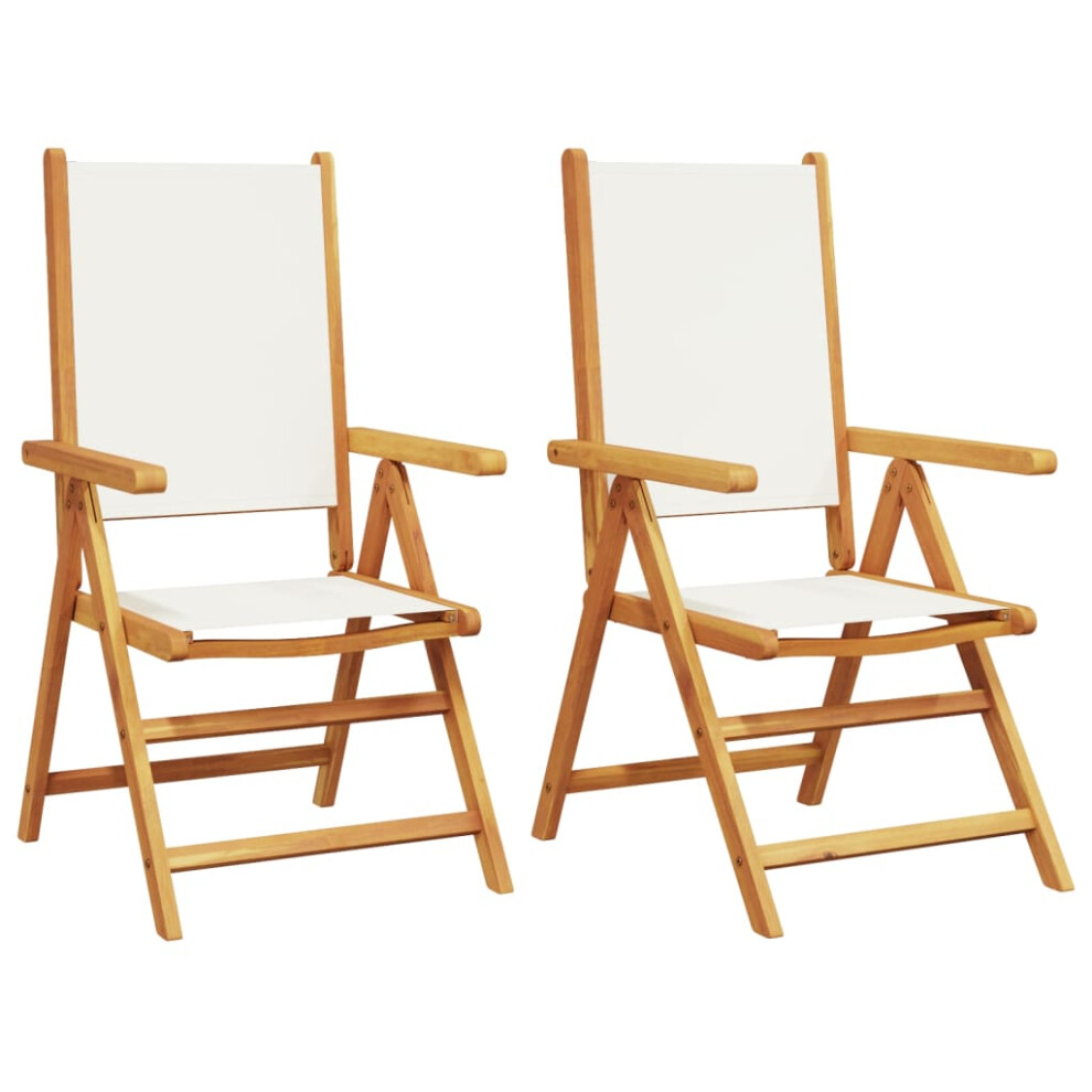 Vidaxl (Cream, 2 Pcs) Reclining Garden Chairs Outdoor Chairs Armchair Fabric & Solid Wood