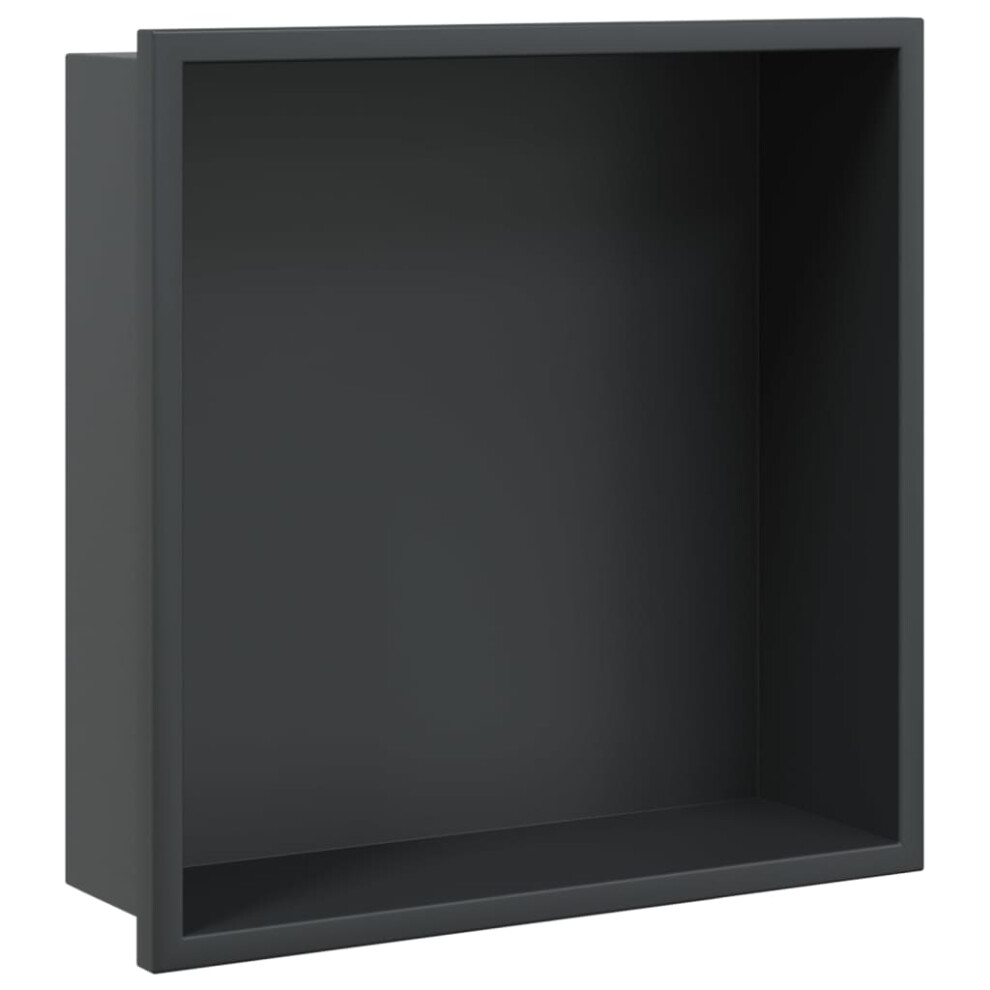 (black) vidaXL Shower Niche Bathroom Storage Recessed Shower Shelf Stainless Steel