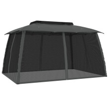 vidaXL Pavillon mit Doppeldach & Netzwänden Anthrazit 3,93x2,93m Stahl