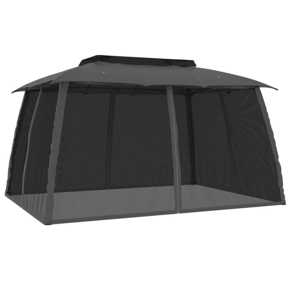 (anthracite, 3.93 x 2.93 m) vidaXL Gazebo with Double Roof and Mesh Walls Pavilion Tent Marquee Steel