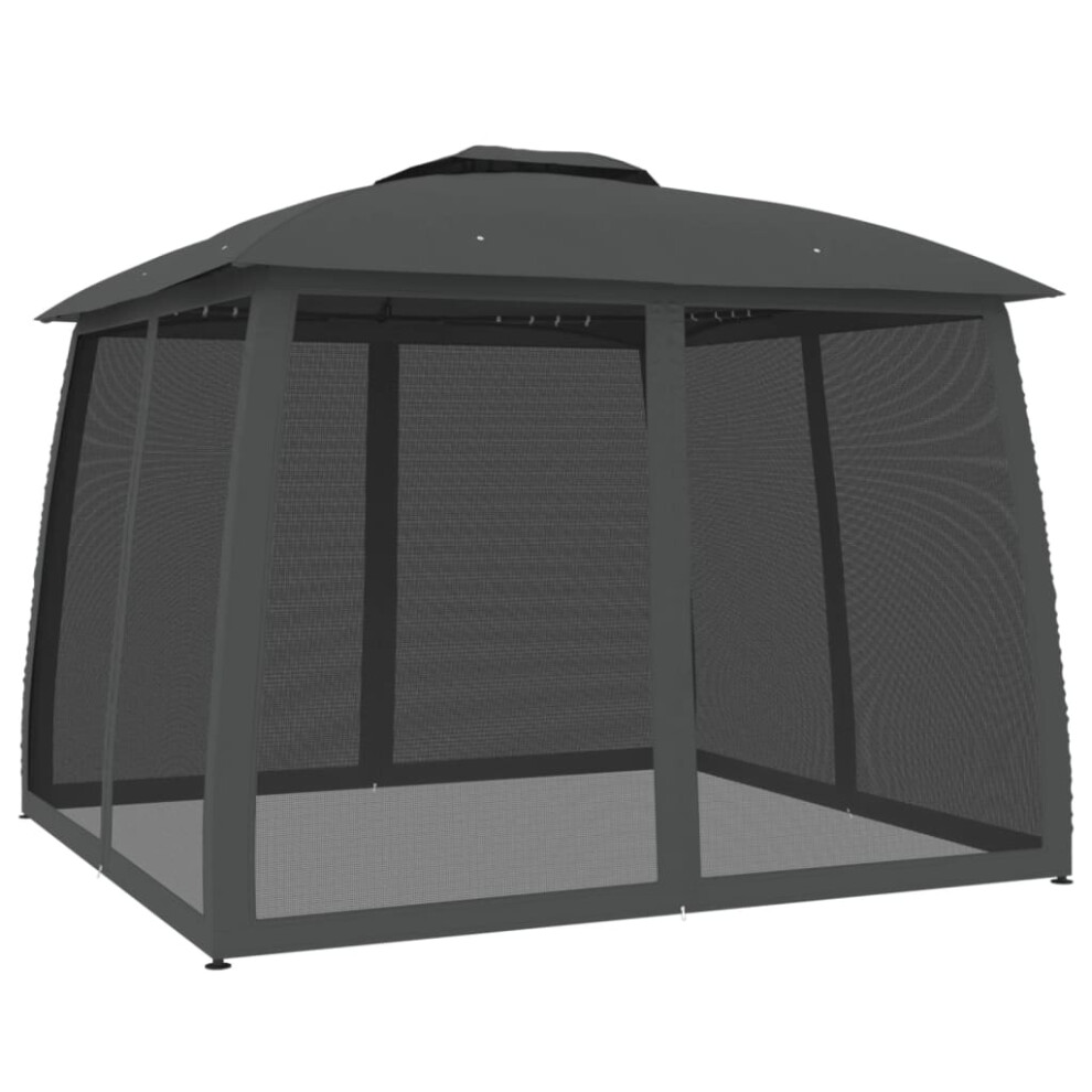 Vidaxl (Anthracite, 2.93 X 2.93 M) Gazebo With Double Roof And Mesh Walls Pavilion Tent Marquee Steel