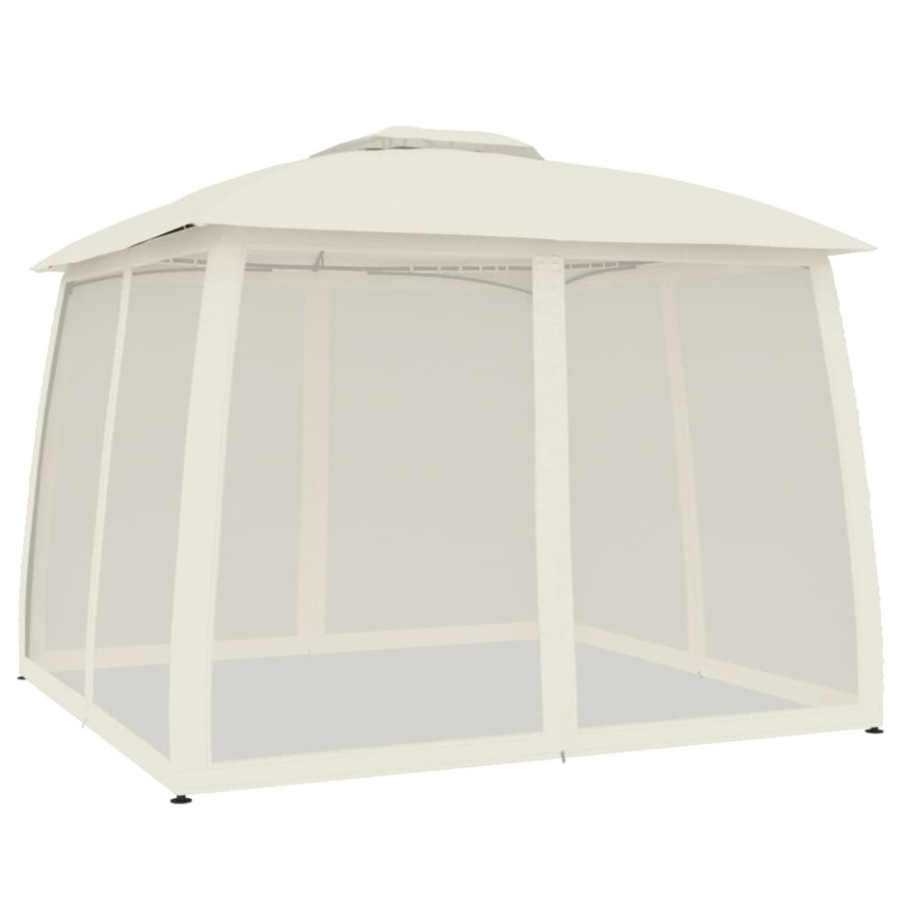 Vidaxl (Cream, 2.93 X 2.93 M) Gazebo With Double Roof And Mesh Walls Pavilion Tent Marquee Steel