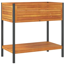 (80 x 45 x 80 cm) vidaXL Garden Planter with Shelf Outdoor Flower Pot Solid Wood Acacia & Steel