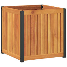 (45 x 45 x 44 cm) vidaXL Garden Planter Outdoor Flower Pot Planter Pot Solid Wood Acacia & Steel