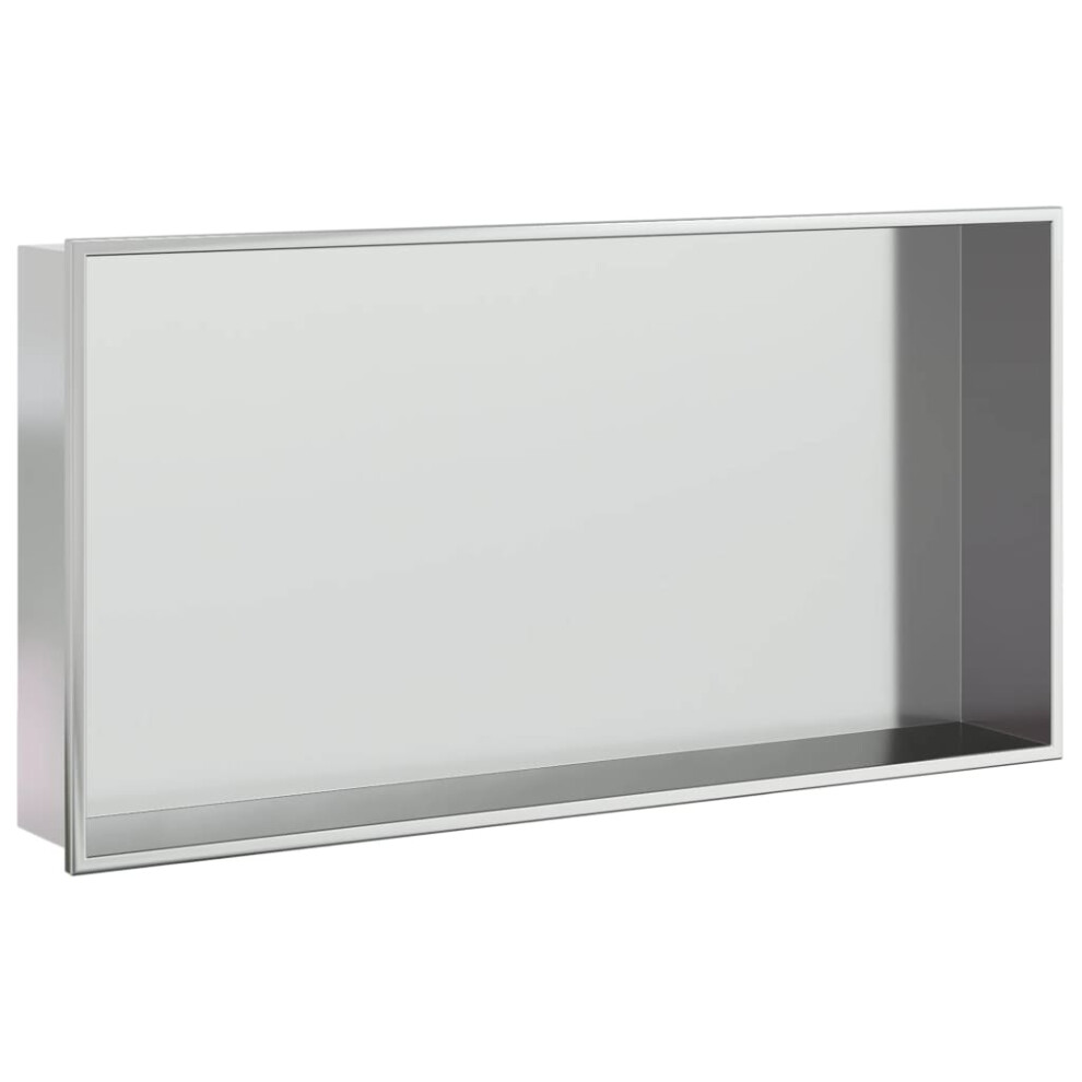 (silver) vidaXL Shower Niche Wall Recessed Shower Shelf Brushed Silver Stainless Steel