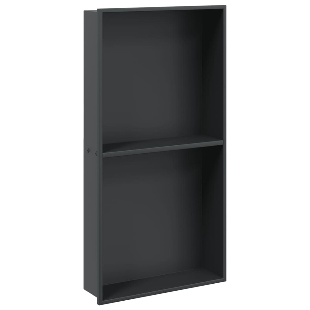 Vidaxl (Black) Shower Niche Wall Recessed Shower Shelf Matt White Stainless Steel