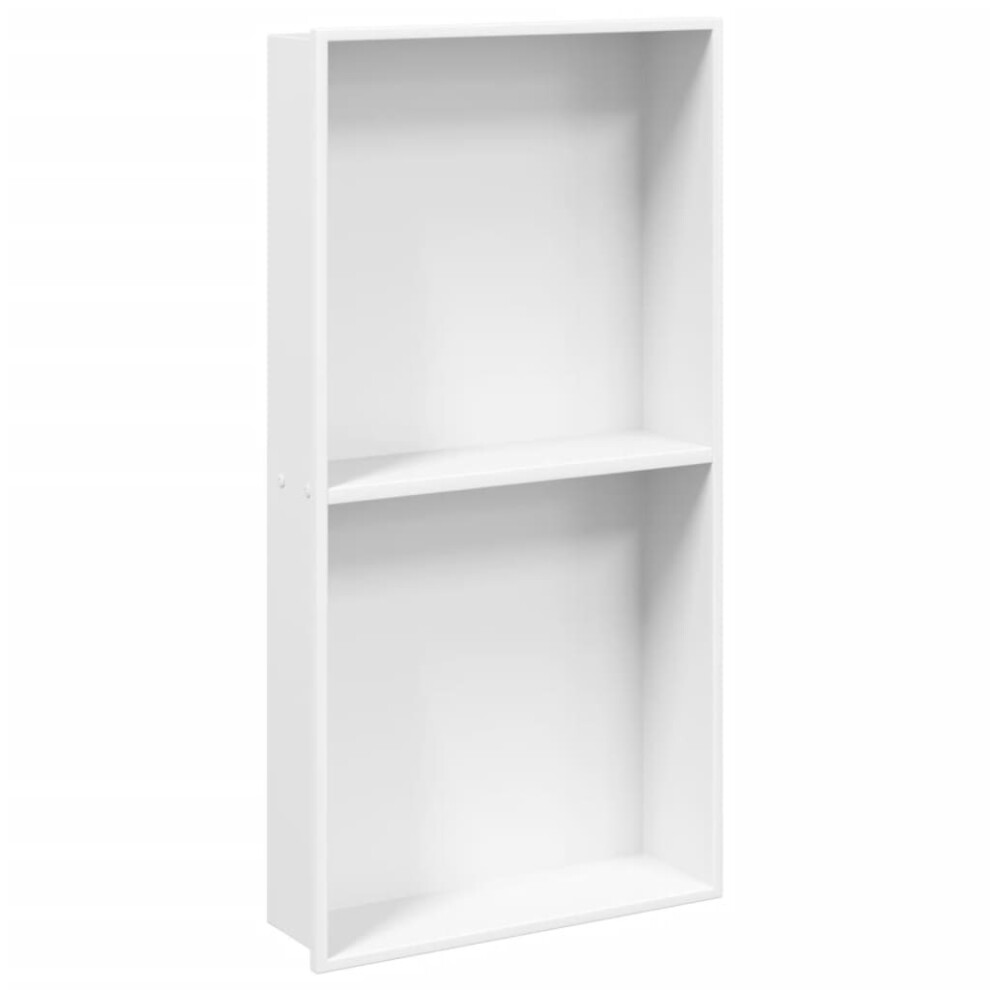 (white) vidaXL Shower Niche Wall Recessed Shower Shelf Matt White Stainless Steel