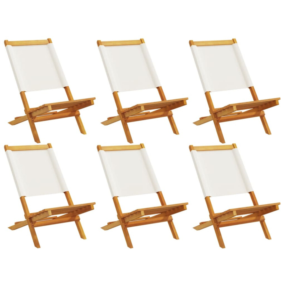 (cream, 6 pcs) vidaXL Folding Garden Chairs 6 Pcs Chairs Cream White Fabric And Solid Wood