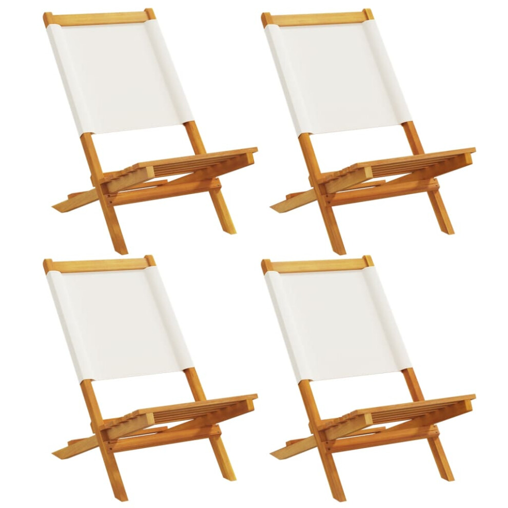 (cream, 4 pcs) vidaXL Folding Garden Chairs 6 pcs Chairs Cream White Fabric and Solid Wood