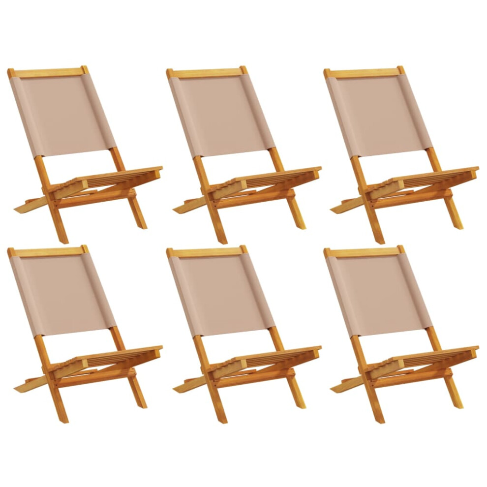 (taupe, 6 pcs) vidaXL Folding Garden Chairs 6 pcs Chairs Cream White Fabric and Solid Wood