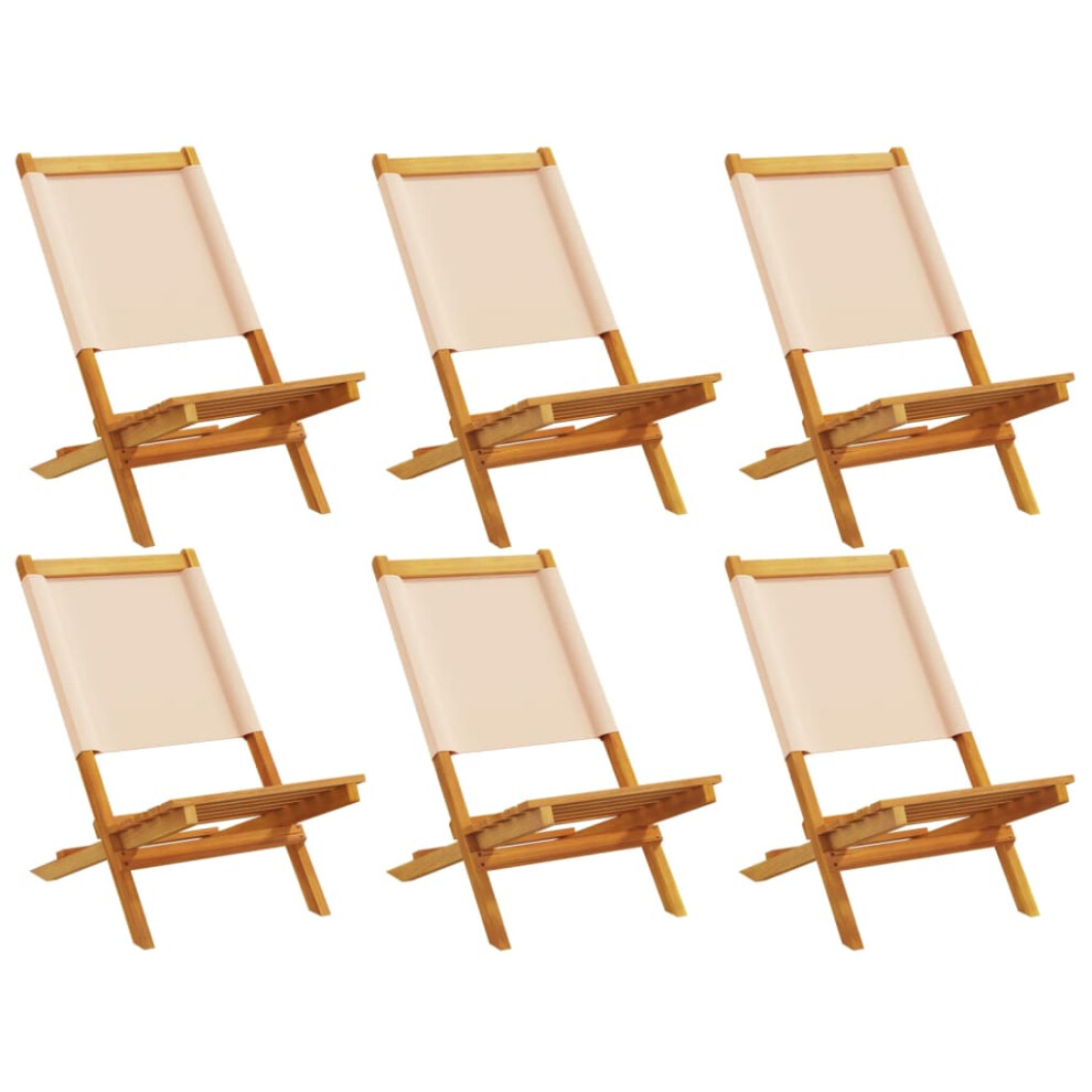 (beige, 6 pcs) vidaXL Folding Garden Chairs 6 Pcs Chairs Cream White Fabric And Solid Wood