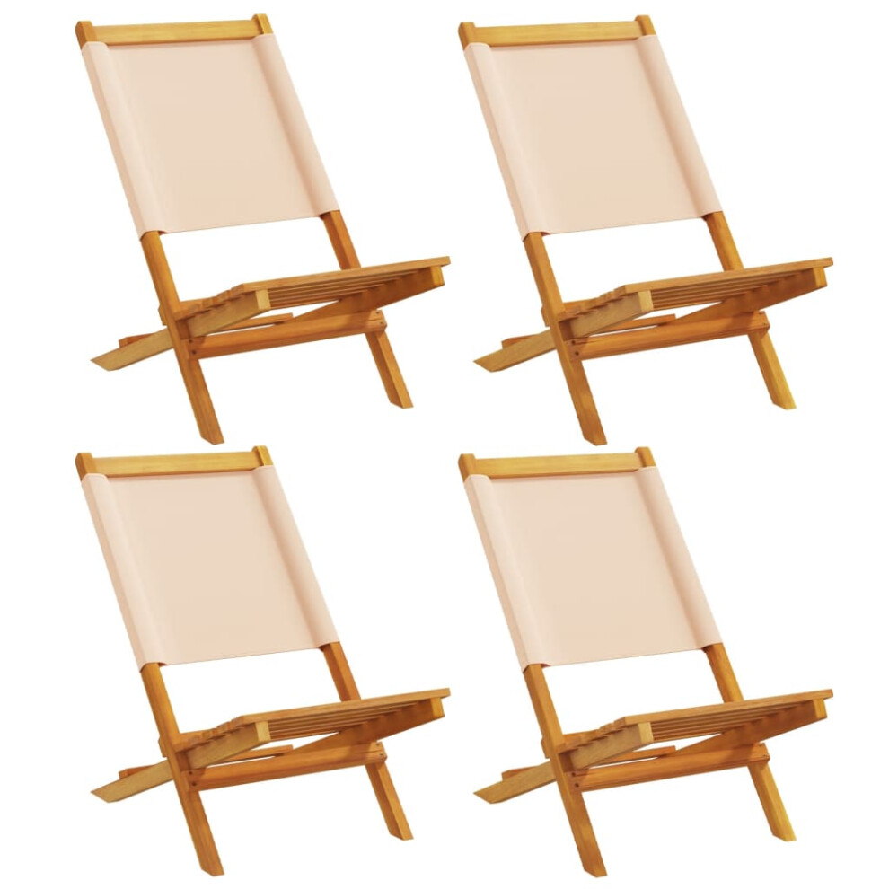 (beige, 4 pcs) vidaXL Folding Garden Chairs 6 pcs Chairs Cream White Fabric and Solid Wood