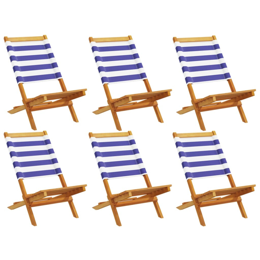 (blue And white, 6 pcs) vidaXL Folding Garden Chairs 6 Pcs Chairs Cream White Fabric And Solid Wood