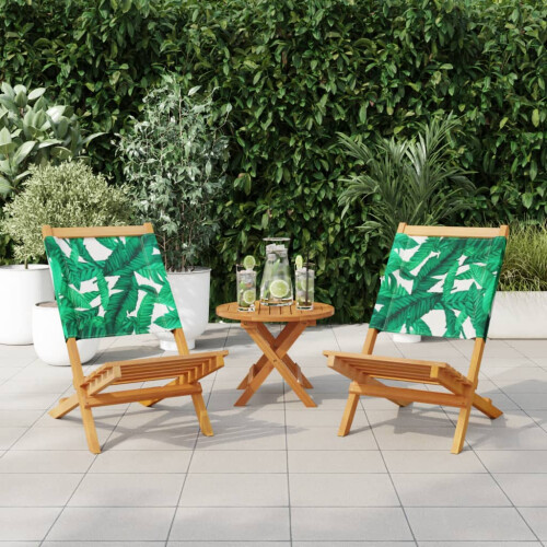 VidaXL (leaf pattern, 2 pcs) vidaXL Folding Garden Chairs 6 pcs Chairs Cream White Fabric and Solid Wood 1