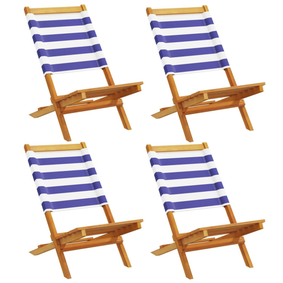 (blue and white, 4 pcs) vidaXL Folding Garden Chairs 6 pcs Chairs Cream White Fabric and Solid Wood