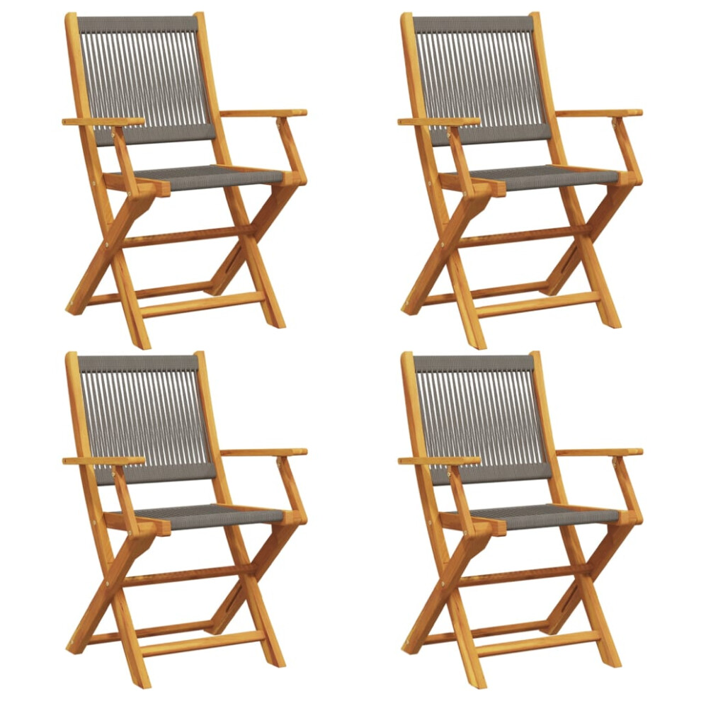 (grey, 4 pcs) vidaXL Garden Chairs Seating 2 pcs Beige Solid Wood Acacia and Polypropylene