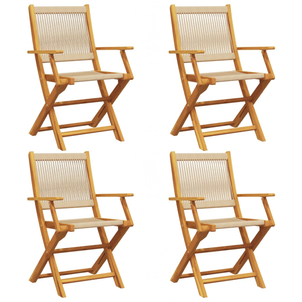 (beige, 4 pcs) vidaXL Garden Chairs Seating 2 pcs Beige Solid Wood Acacia and Polypropylene