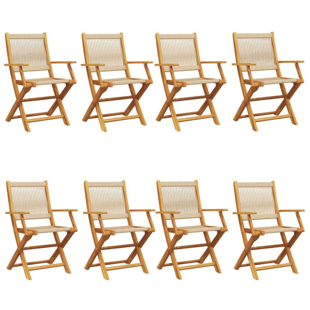 (beige, 8 pcs) vidaXL Garden Chairs Seating 2 pcs Beige Solid Wood Acacia and Polypropylene