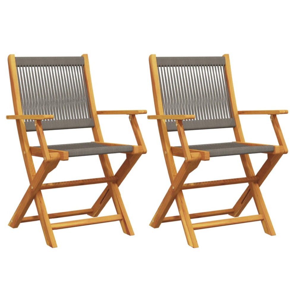 (grey, 2 pcs) vidaXL Garden Chairs Seating 2 pcs Beige Solid Wood Acacia and Polypropylene