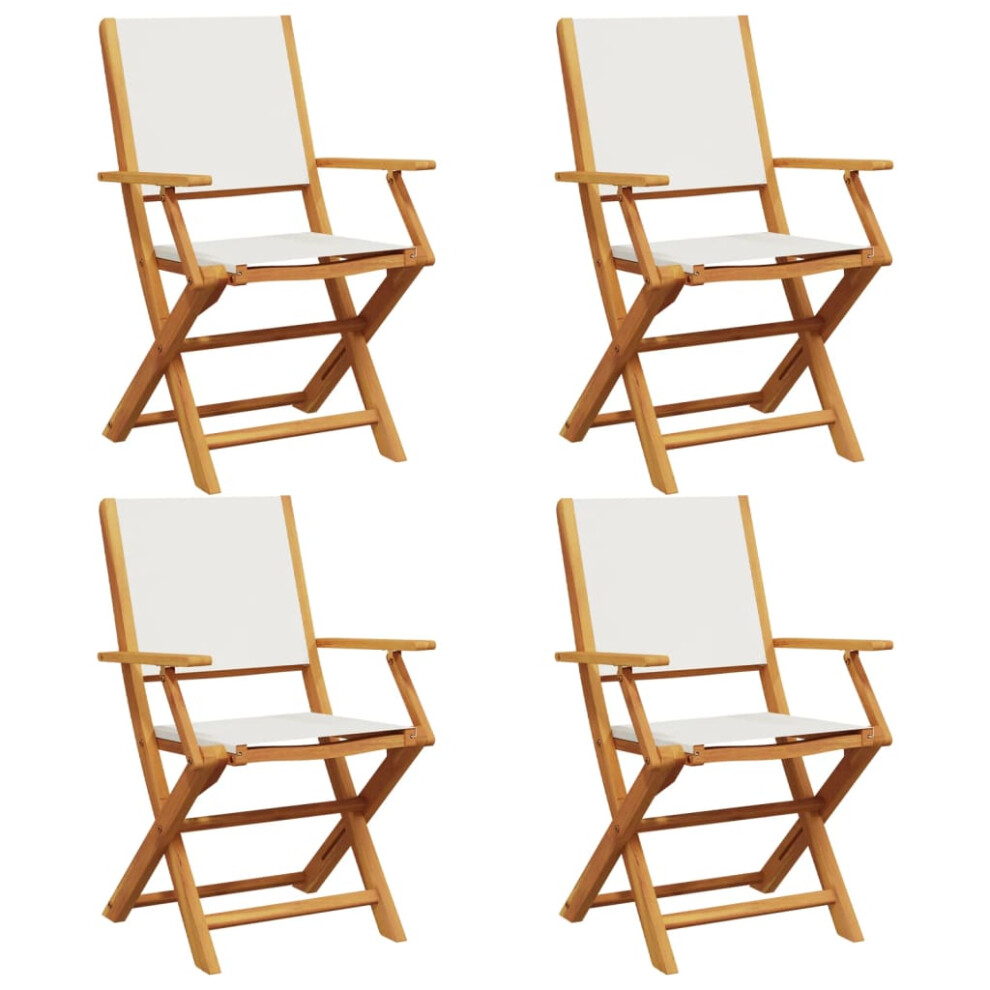 (cream, 4 pcs) vidaXL Garden Chairs Outdoor Chair Dining Chair Solid Wood Acacia and Fabric