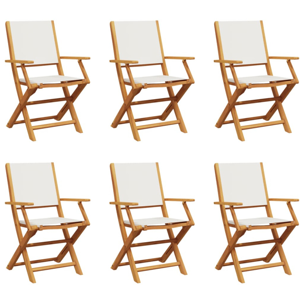 New Vidaxl (, 6 Pcs) Garden Chairs Outdoor Chair Dining Chair Solid Wood Acacia And Fabric Cream