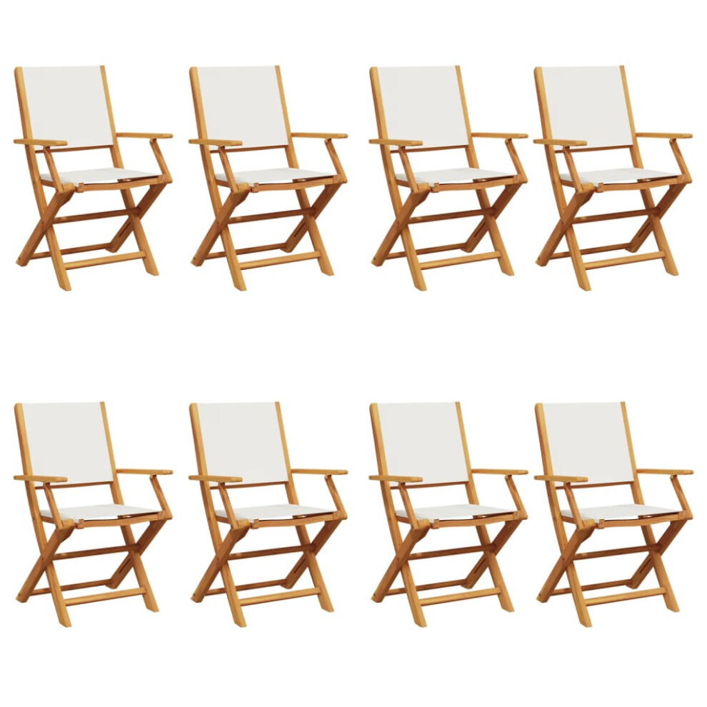 New Vidaxl (, 8 Pcs) Garden Chairs Outdoor Chair Dining Chair Solid Wood Acacia And Fabric Cream