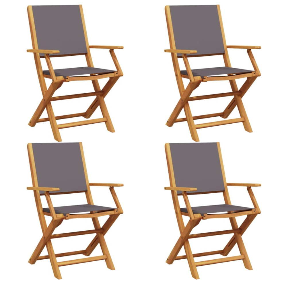 (anthracite, 4 pcs) vidaXL Garden Chairs Outdoor Chair Dining Chair Solid Wood Acacia and Fabric