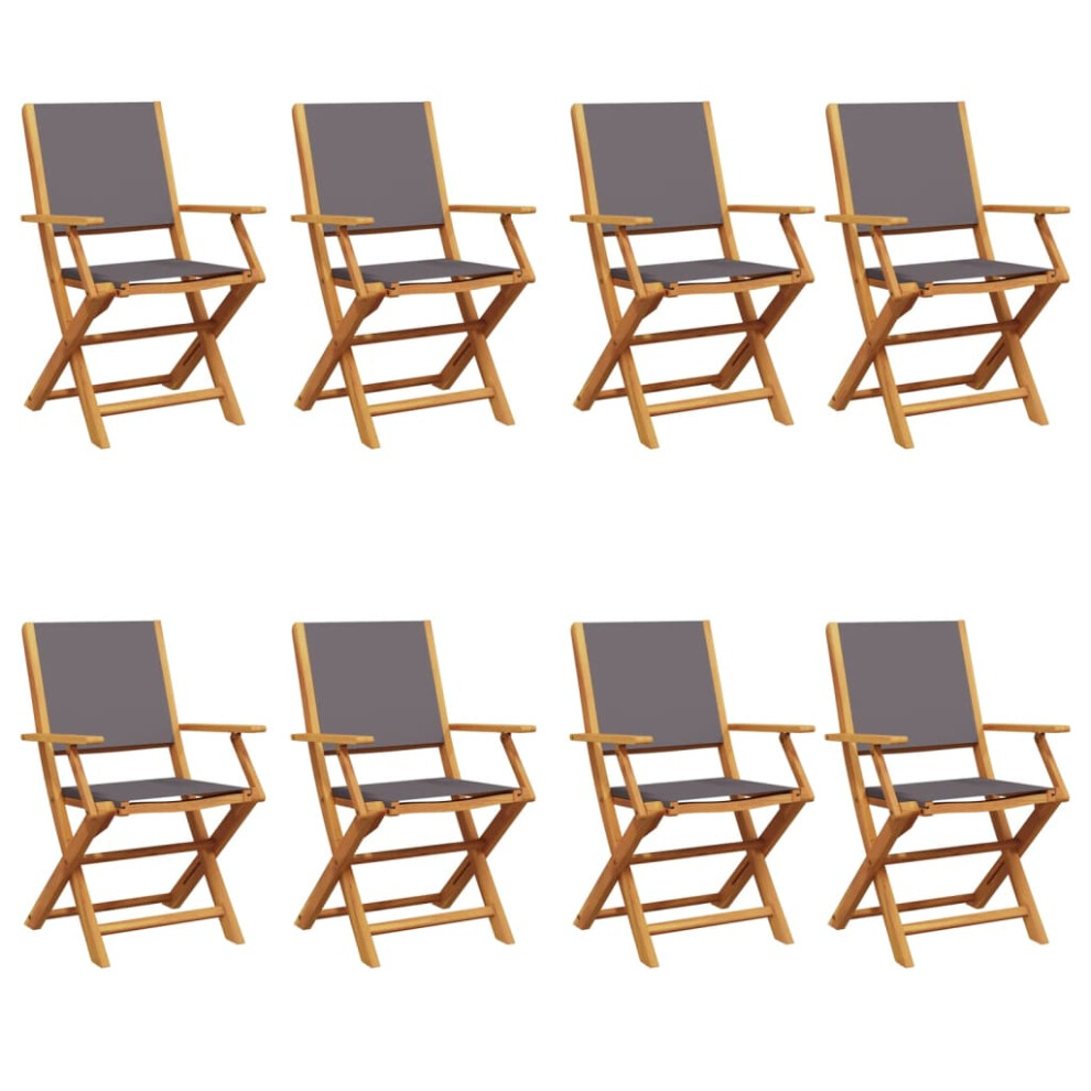 (anthracite, 8 pcs) vidaXL Garden Chairs Outdoor Chair Dining Chair Solid Wood Acacia and Fabric