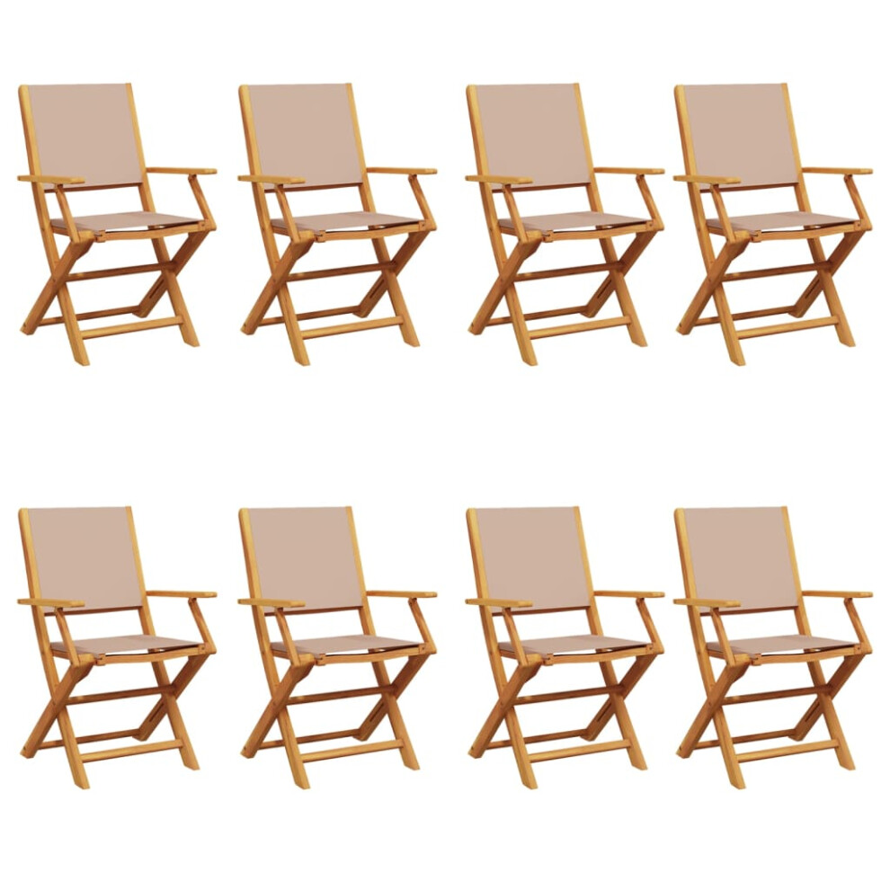 (taupe, 8 pcs) vidaXL Garden Chairs Outdoor Chair Dining Chair Solid Wood Acacia and Fabric