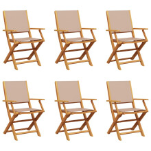 (taupe, 6 pcs) vidaXL Garden Chairs Outdoor Chair Dining Chair Solid Wood Acacia and Fabric