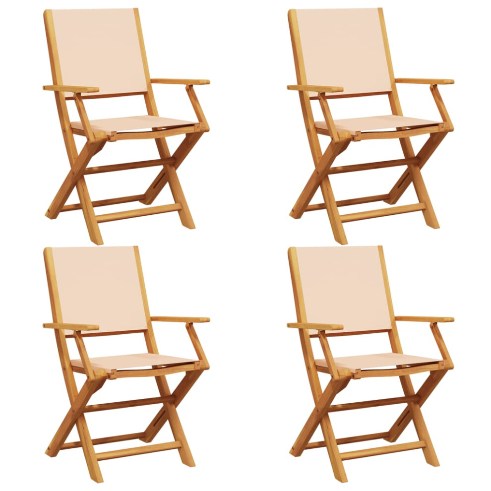New Vidaxl (Beige, 4 Pcs) Garden Chairs Outdoor Chair Dining Chair Solid Wood Acacia And Fabric Cream