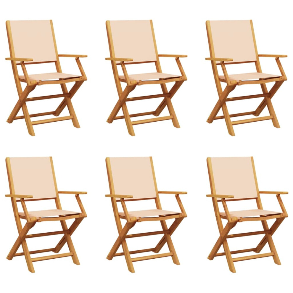 (beige, 6 pcs) vidaXL Garden Chairs Outdoor Chair Dining Chair Solid Wood Acacia and Fabric-image-OPC-PFBQN25-NEW