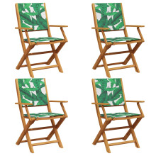 (leaf pattern, 4 pcs) vidaXL Garden Chairs Outdoor Chair Dining Chair Solid Wood Acacia and Fabric