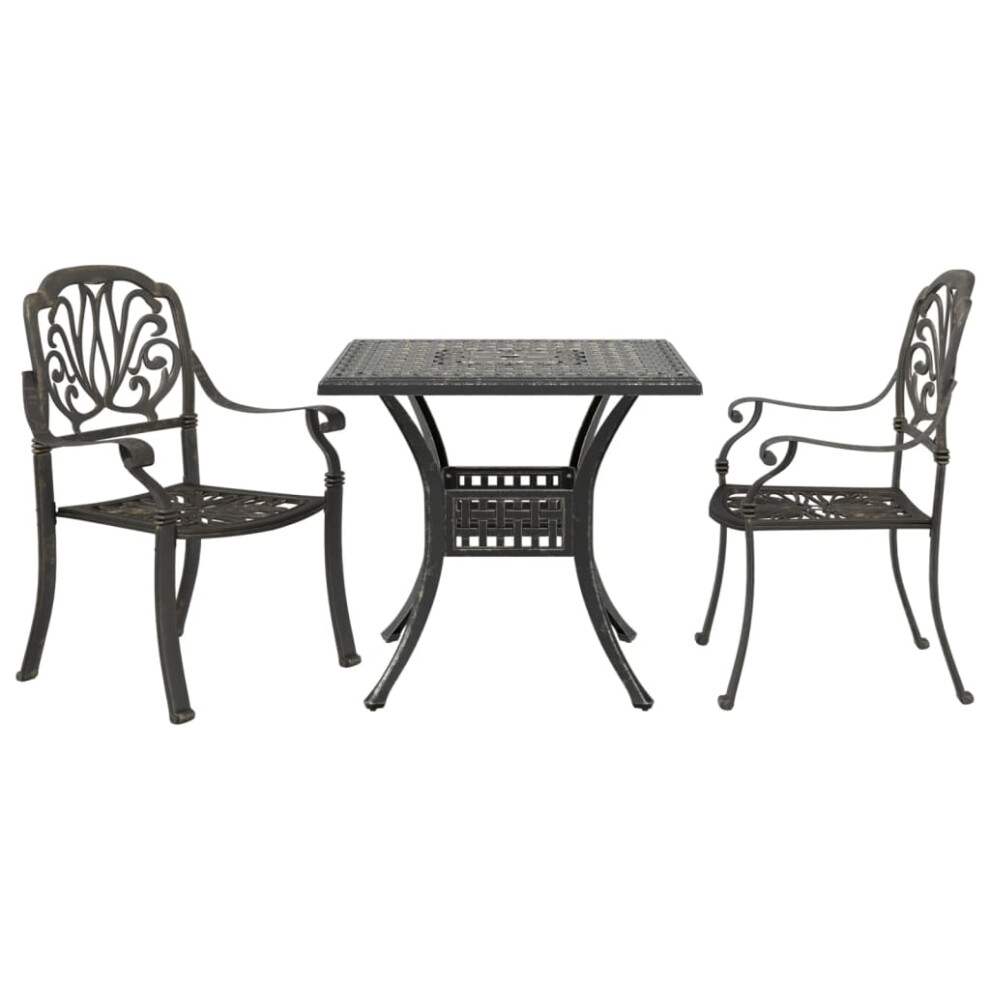 Vidaxl (Bronze, 3 Piece) Bistro Set 3 Piece Bar Set Garden Table And Chair Black Cast Aluminium