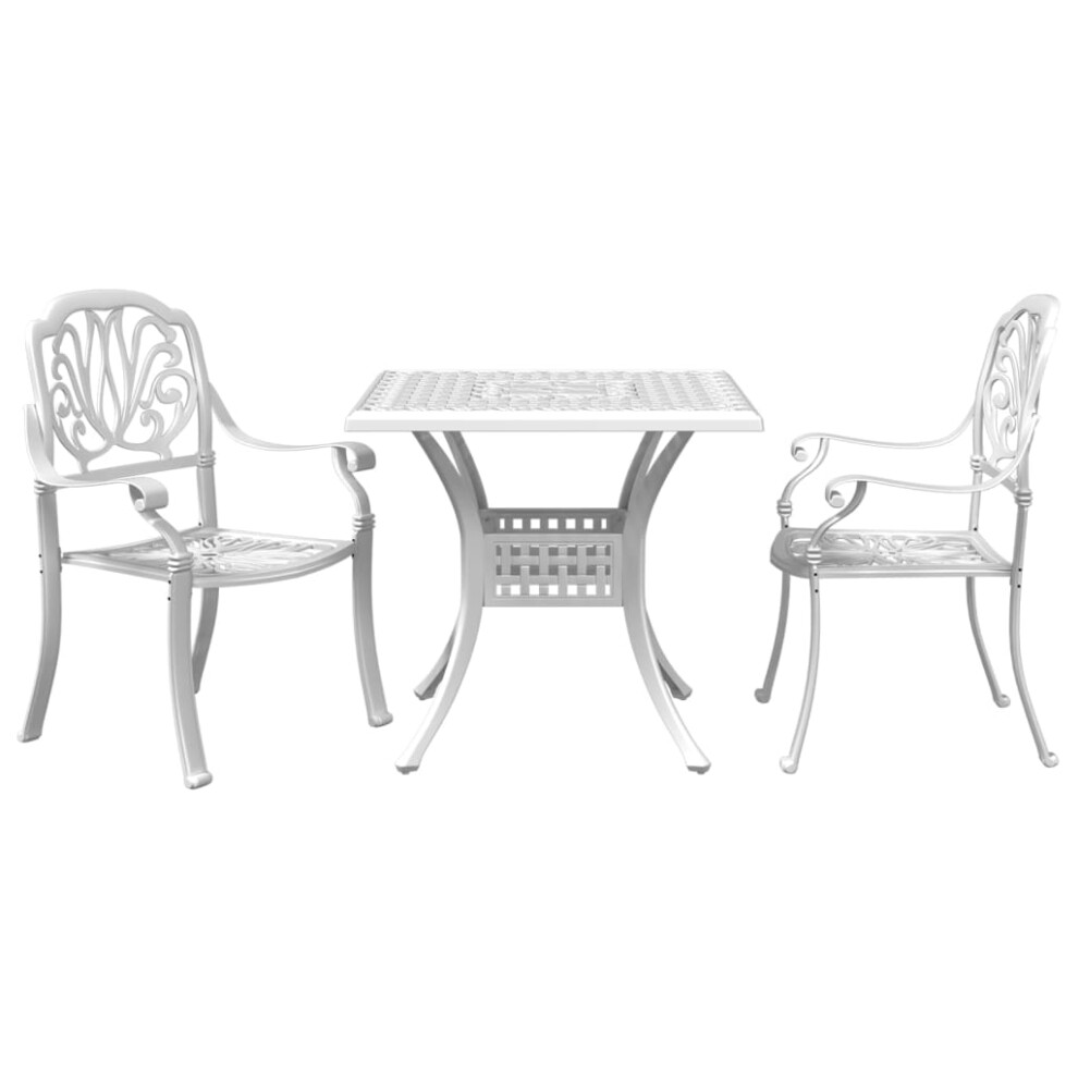 (white, 3 piece) vidaXL Bistro Set 3 Piece Bar Set Garden Table and Chair Black Cast Aluminium