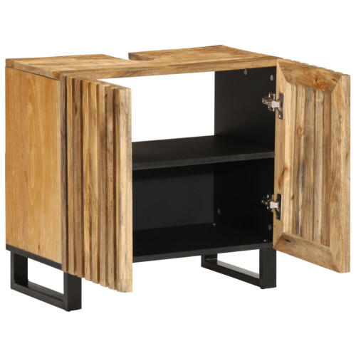VidaXL (natural, solid rough mango wood) vidaXL Bathroom Sink Cabinet Storage Cabinet Vanity Unit Cupboard Solid Wood 1
