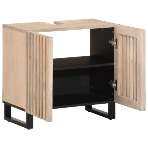 VidaXL (light brown, solid mango wood) vidaXL Bathroom Sink Cabinet Storage Cabinet Vanity Unit Cupboard Solid Wood 1