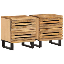 (rough mango wood, 2 pcs) vidaXL Bedside Cabinet Nightstand Bed Cabinet Bed Table Solid Wood Reclaimed