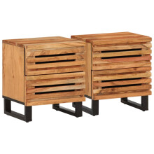 (solid acacia wood, 2 pcs) vidaXL Bedside Cabinet Nightstand Bed Cabinet Bed Table Solid Wood Reclaimed
