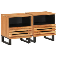 (solid acacia wood, 2 pcs) vidaXL Bedside Cabinets Nightstand Bed Side Table 2 pcs Solid Wood Acacia