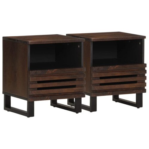 VidaXL (solid mango wood, 2 pcs) vidaXL Bedside Cabinets Nightstand Bed Side Table 2 pcs Solid Wood Acacia