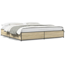 (sonoma oak, 200 x 200 cm/ 29 cm) vidaXL Bed Frame Bed Black 180x200 cm Super King Engineered Wood and Metal