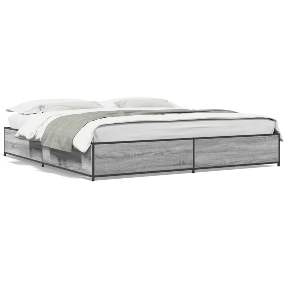 (grey sonoma, 180 x 200 cm/ 29 cm) vidaXL Bed Frame Bed Black 180x200 cm Super King Engineered Wood and Metal